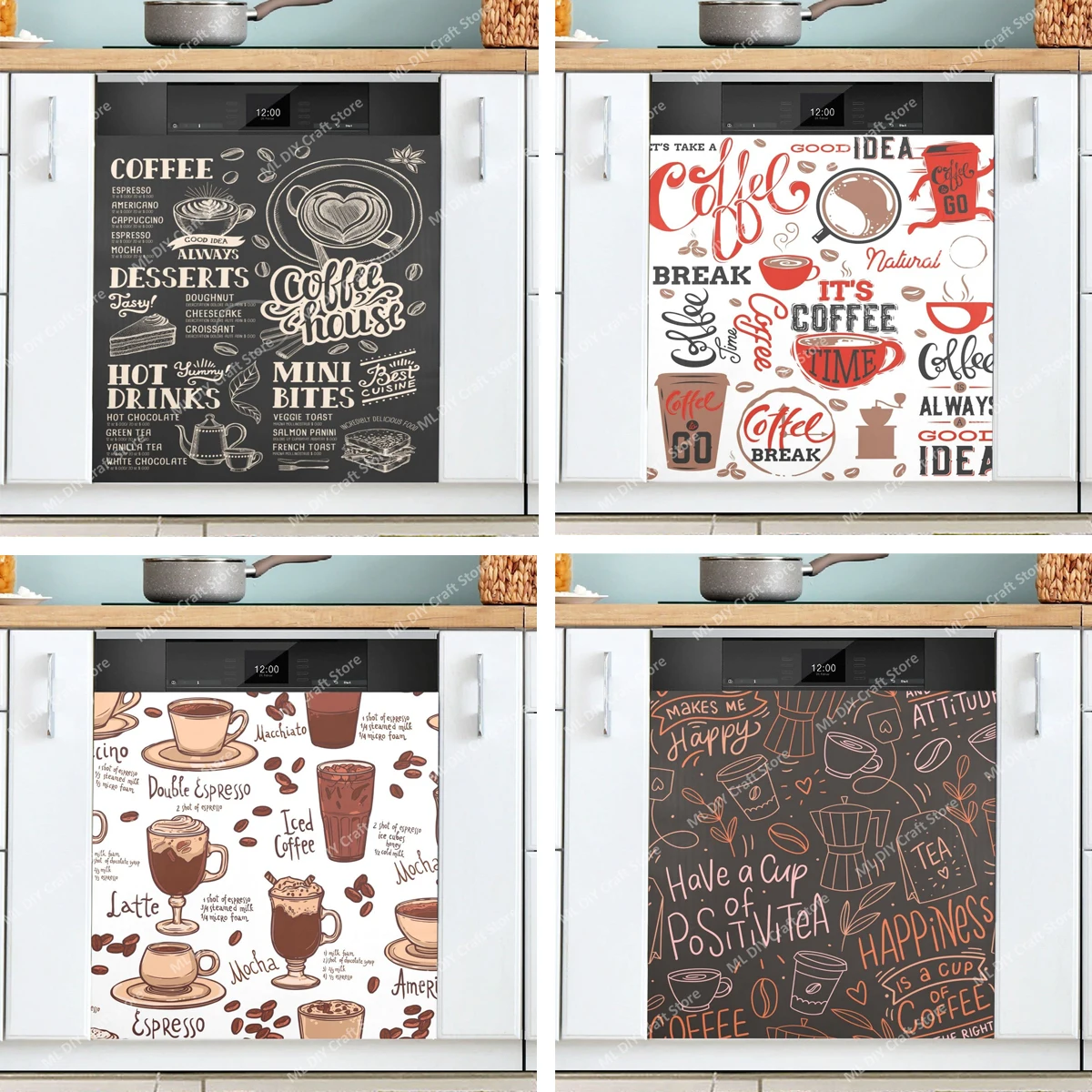 Kitchen Appliances Pictures - Retro Coffee Topics Cafe Design Dishwasher